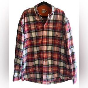 Cinch orange, red and black plaid long sleeve men’s shirt size L